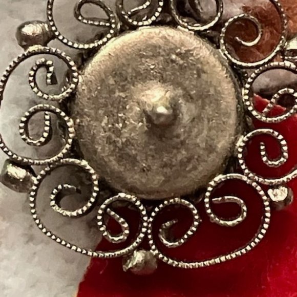 Vintage Pair of Petit Point Hand Embroidered Stud Earrings - Picture 4 of 7